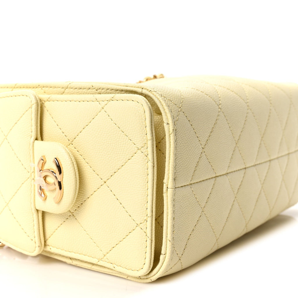 Caviar Quilted Mini Chanel 25 Handbag Light Yellow