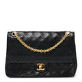 Lambskin Quilted Medium Double Flap Bijoux Chain Black