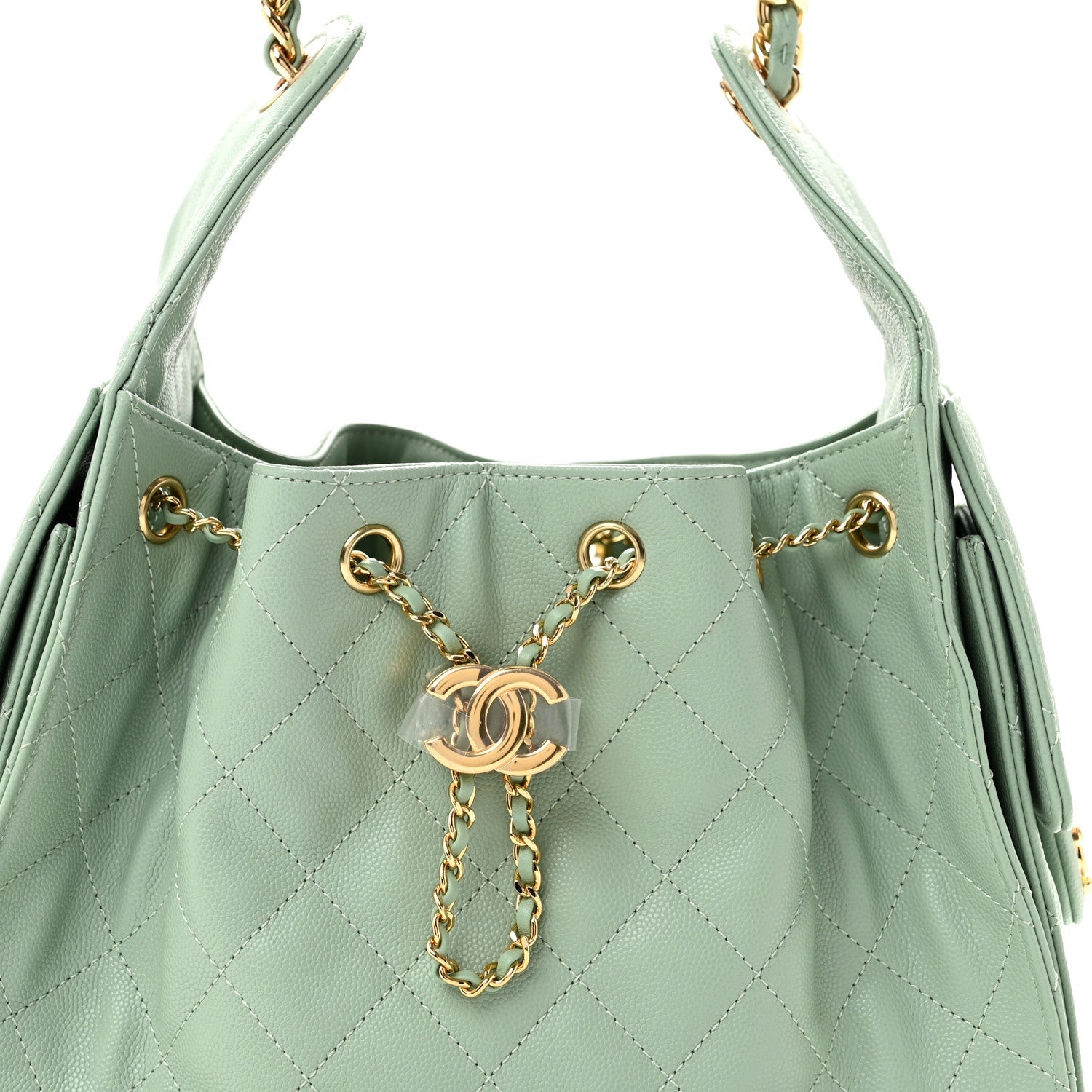 Caviar Quilted Small Chanel 25 Handbag Light Green