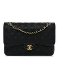 Caviar Quilted Jumbo Double Flap Black