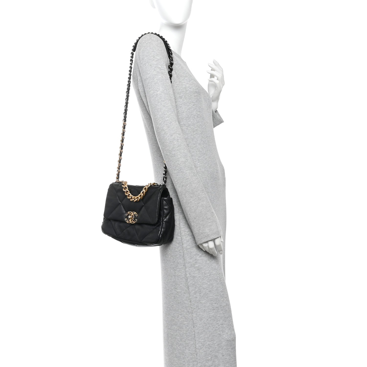 Lambskin Quilted Medium Chanel 19 Flap Black
