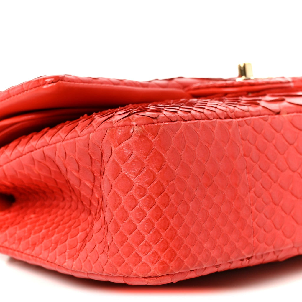 Snakeskin Medium Double Flap Red