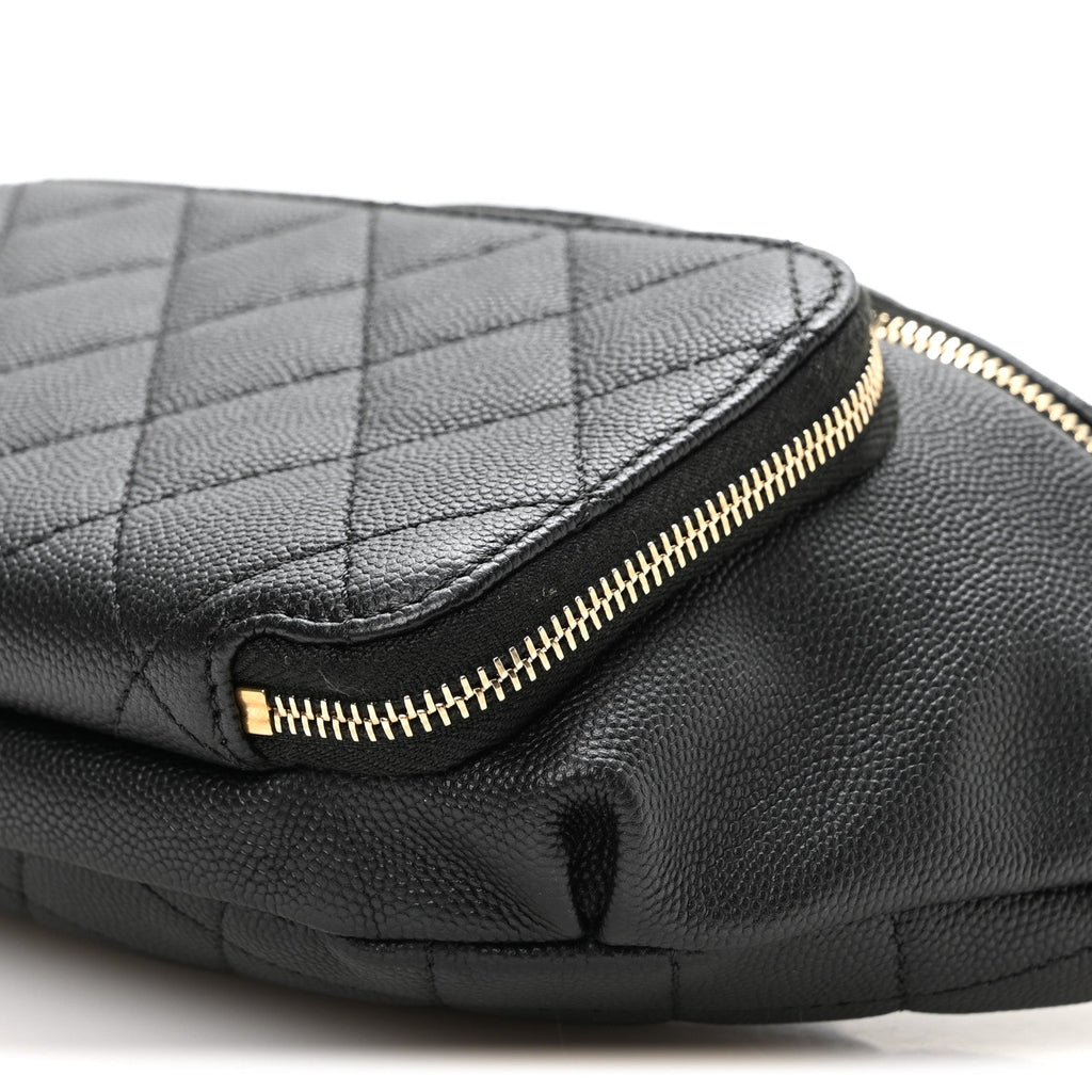 Caviar Quilted Business Affinity Waist Belt Bag Black