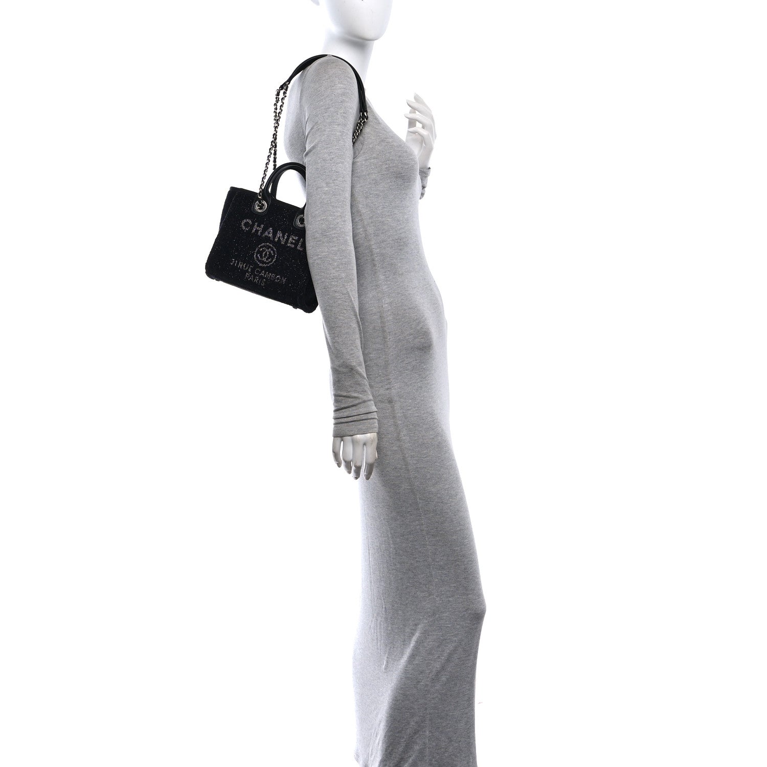 Lurex Canvas Mini Deauville Tote Black