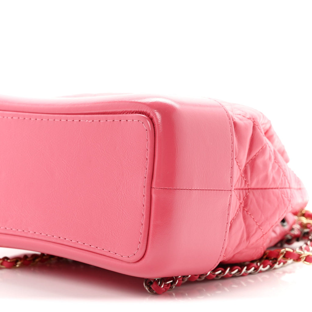 Aged Calfskin Quilted Small Gabrielle Backpack Dark Pink