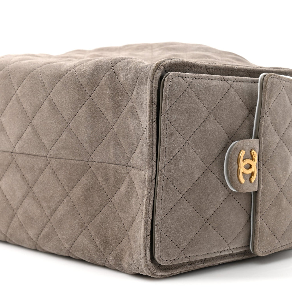 Suede Quilted Medium Chanel 25 Handbag Dark Grey