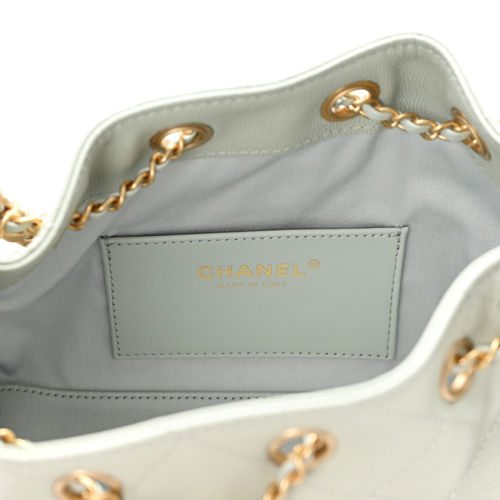 Caviar Quilted Mini Chanel 25 Handbag Light Green