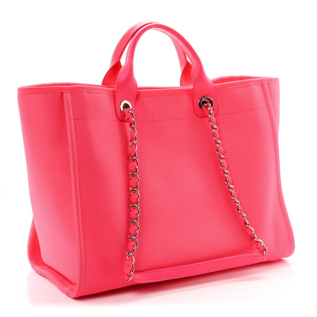 Mixed Fibers Calfskin Medium Deauville Tote Pink Orange