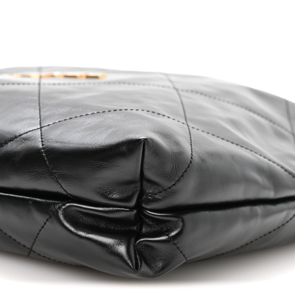 Shiny Calfskin Quilted Small Chanel 22 Black