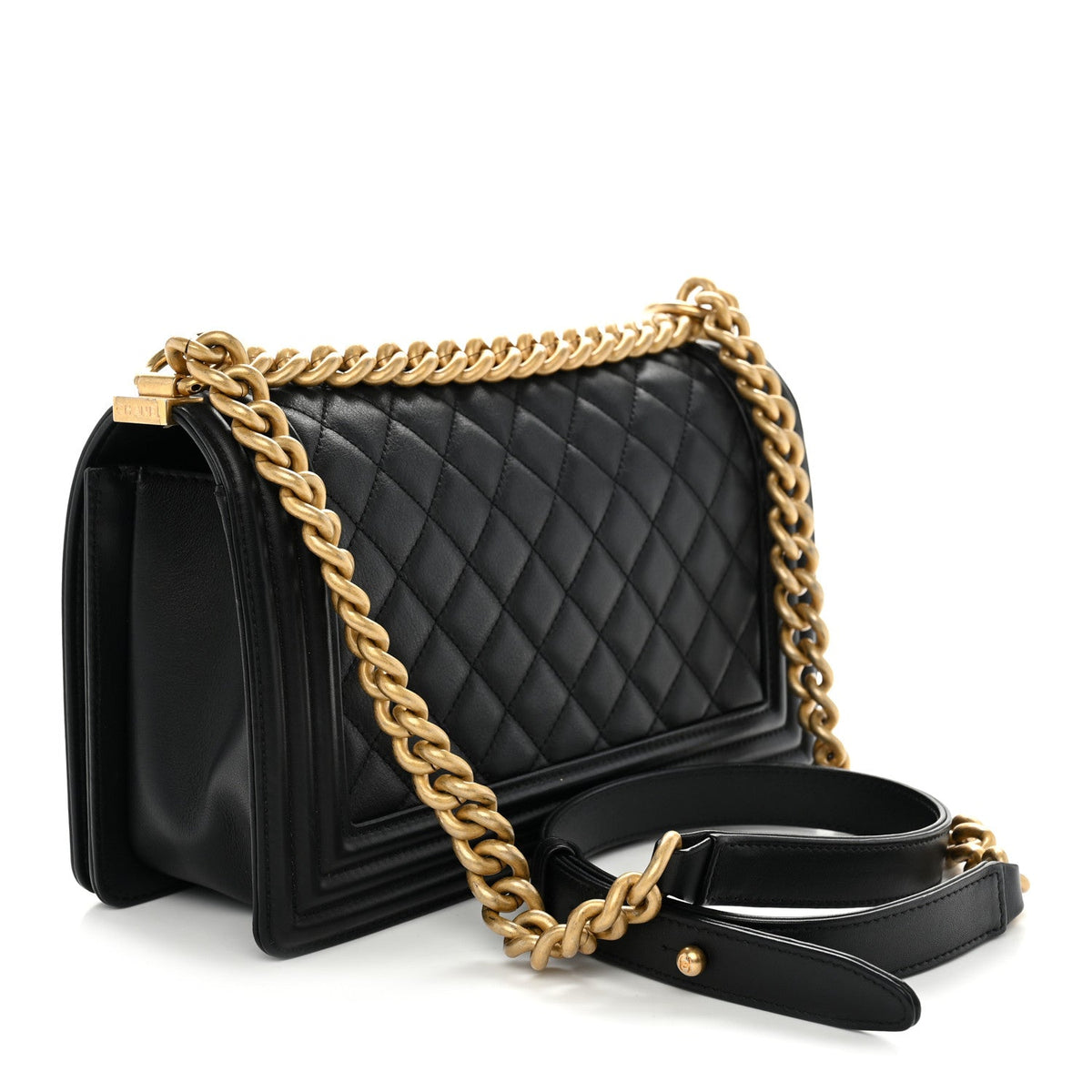 Calfskin Quilted Medium Boy Flap Black