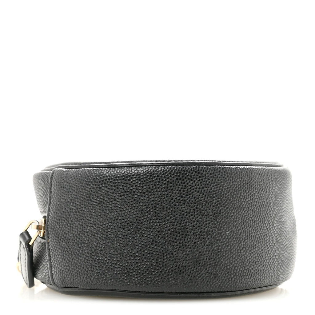 Caviar Quilted Round Filigree Crossbody Black