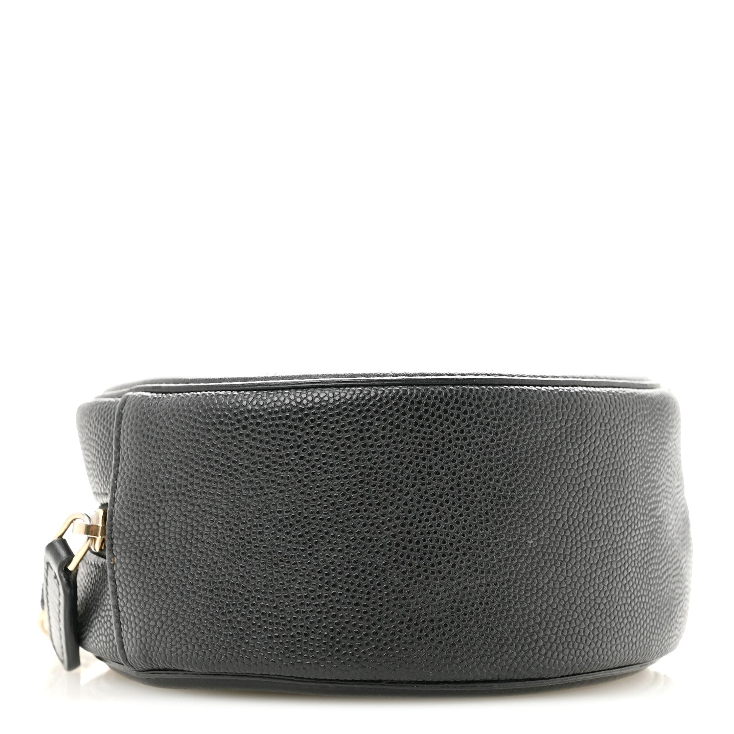 Caviar Quilted Round Filigree Crossbody Black