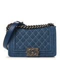 Denim Quilted Small Boy Flap Blue