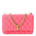 Caviar Quilted Sweetheart Wallet On Chain WOC Fuchsia