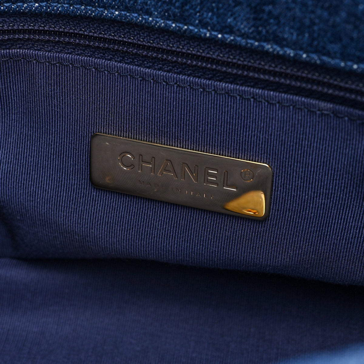 Denim Quilted Large Chanel 19 Flap Blue