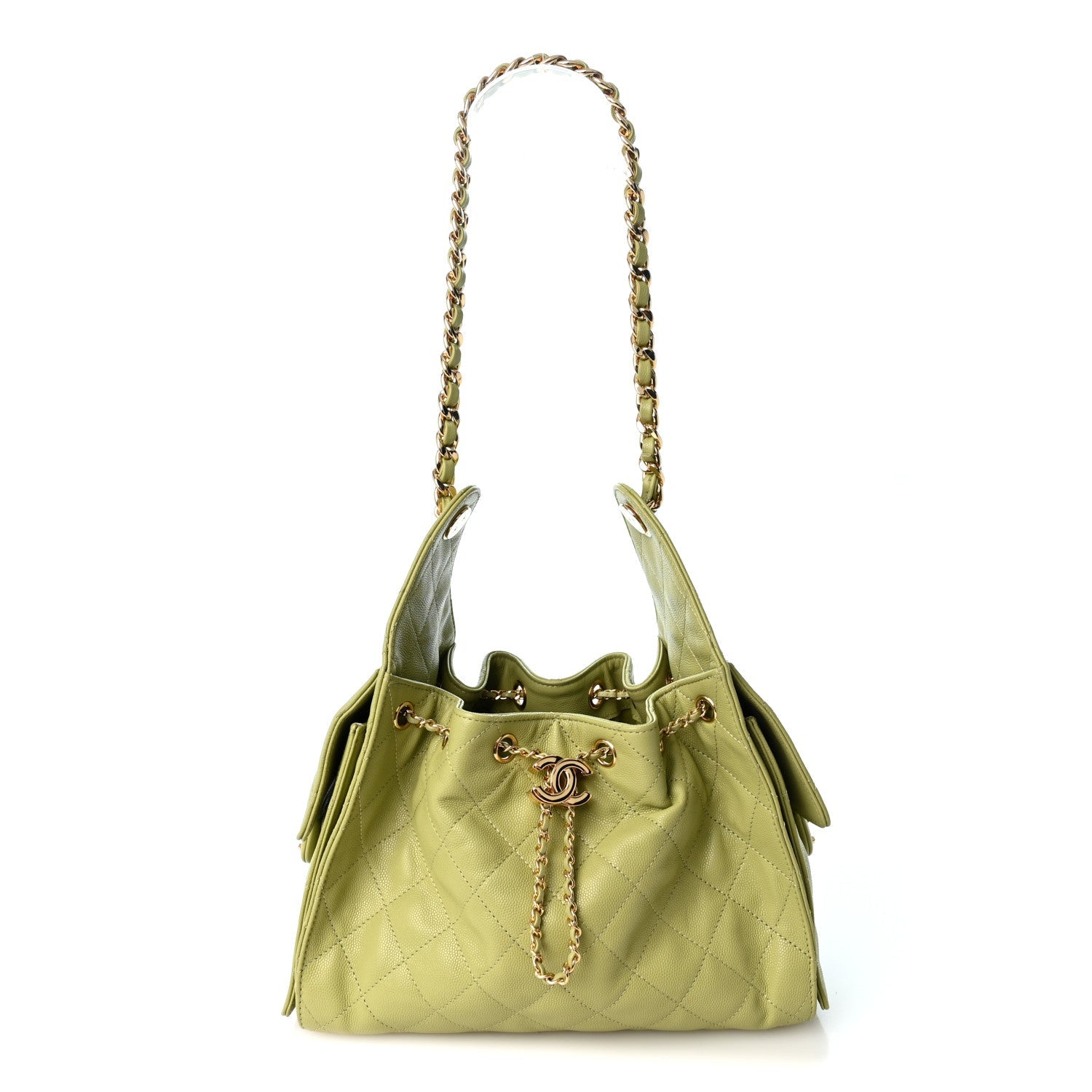 Caviar Quilted Small Chanel 25 Handbag Green