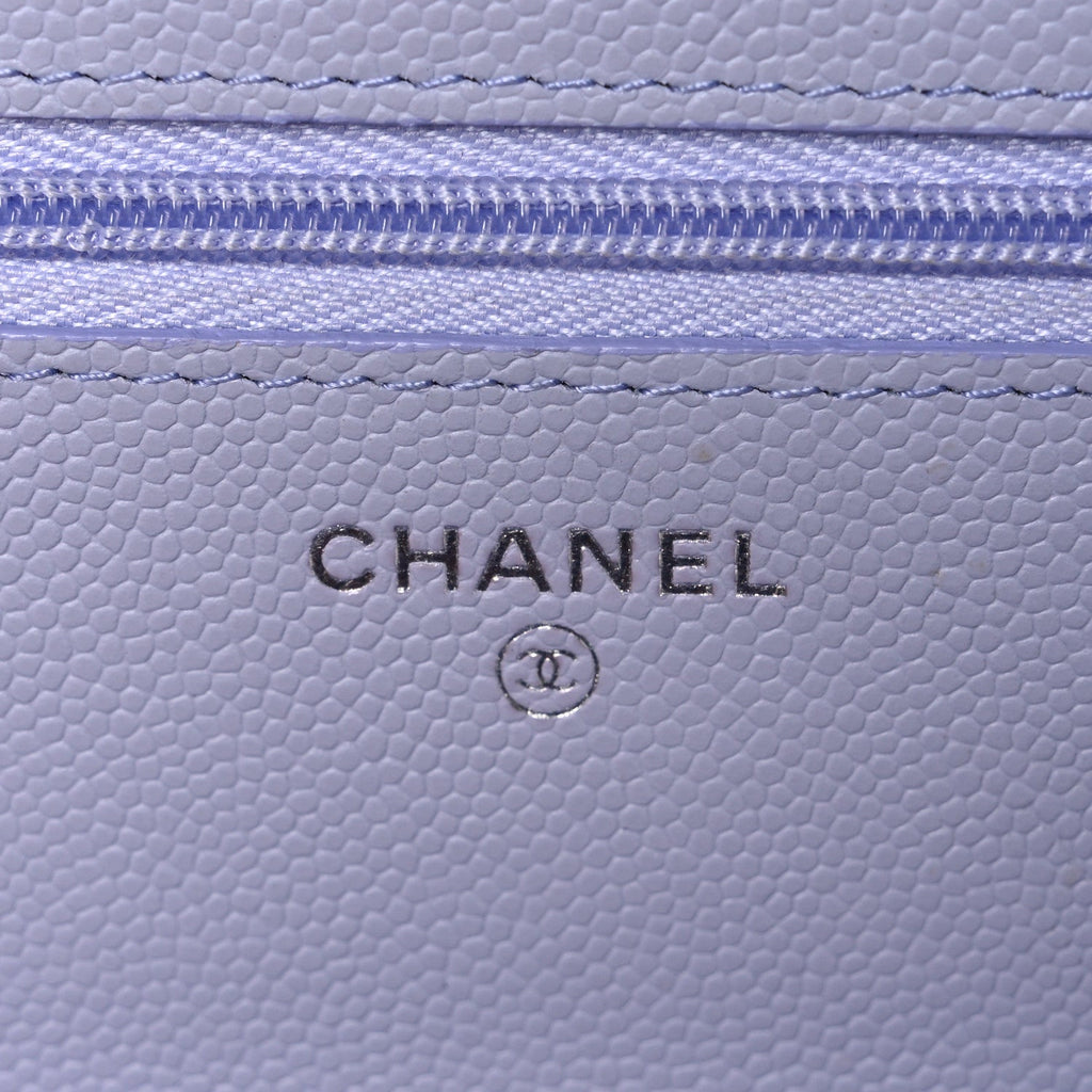 Caviar Quilted Wallet on Chain WOC Light Purple