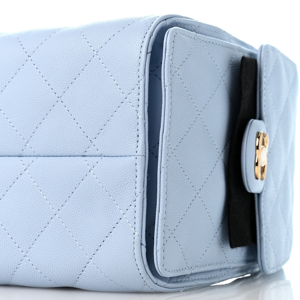 Caviar Quilted Small Chanel 25 Handbag Light Blue