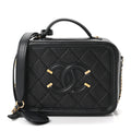 Caviar Quilted Small CC Filigree Vanity Case Black