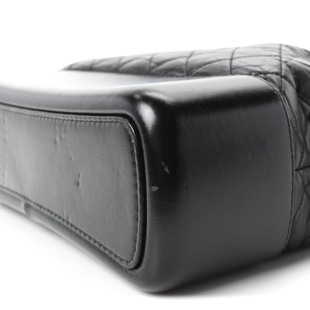 Aged Calfskin Quilted Large Gabrielle Hobo Black