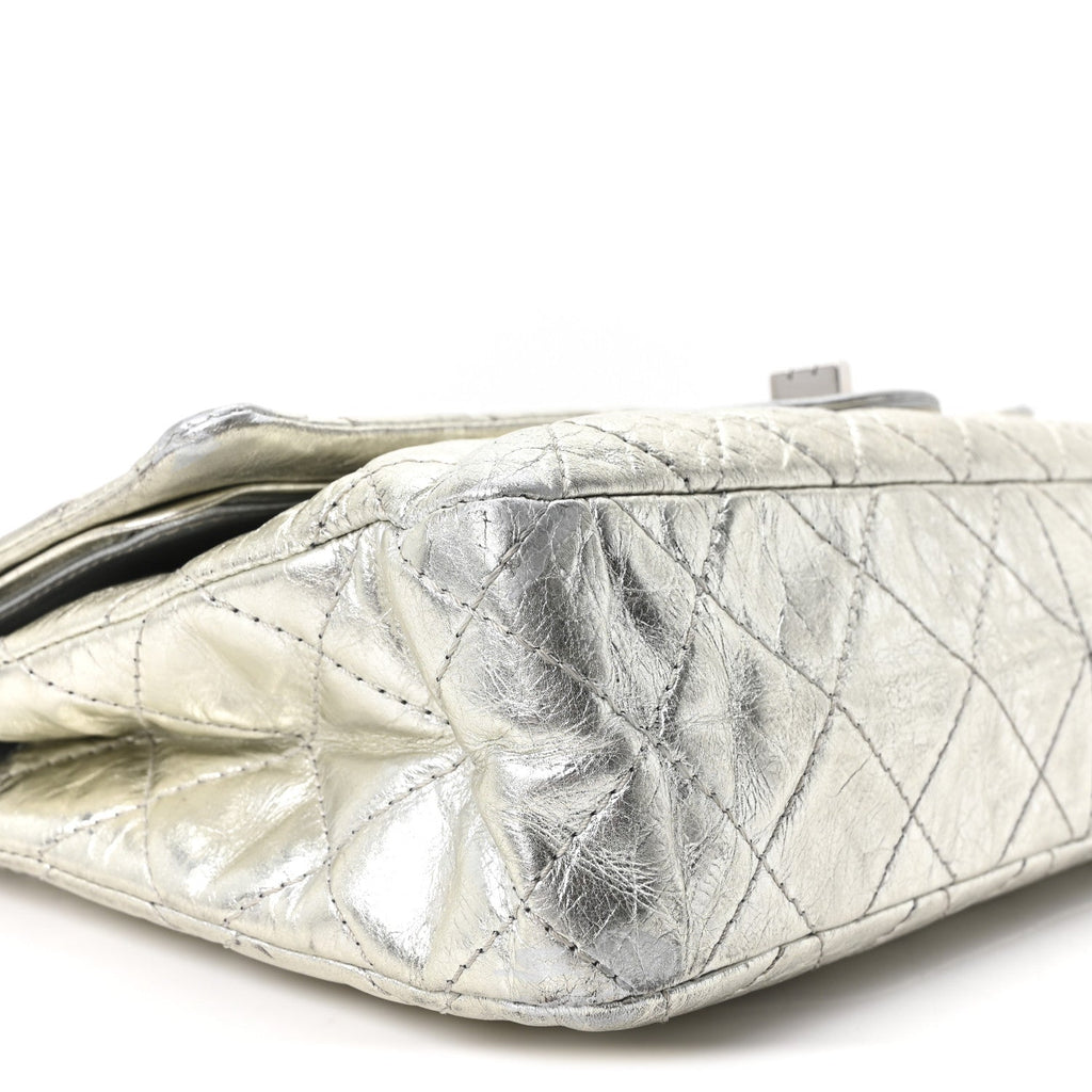 Metallic Aged Calfskin Quilted 2.55 Reissue 227 Flap Silver