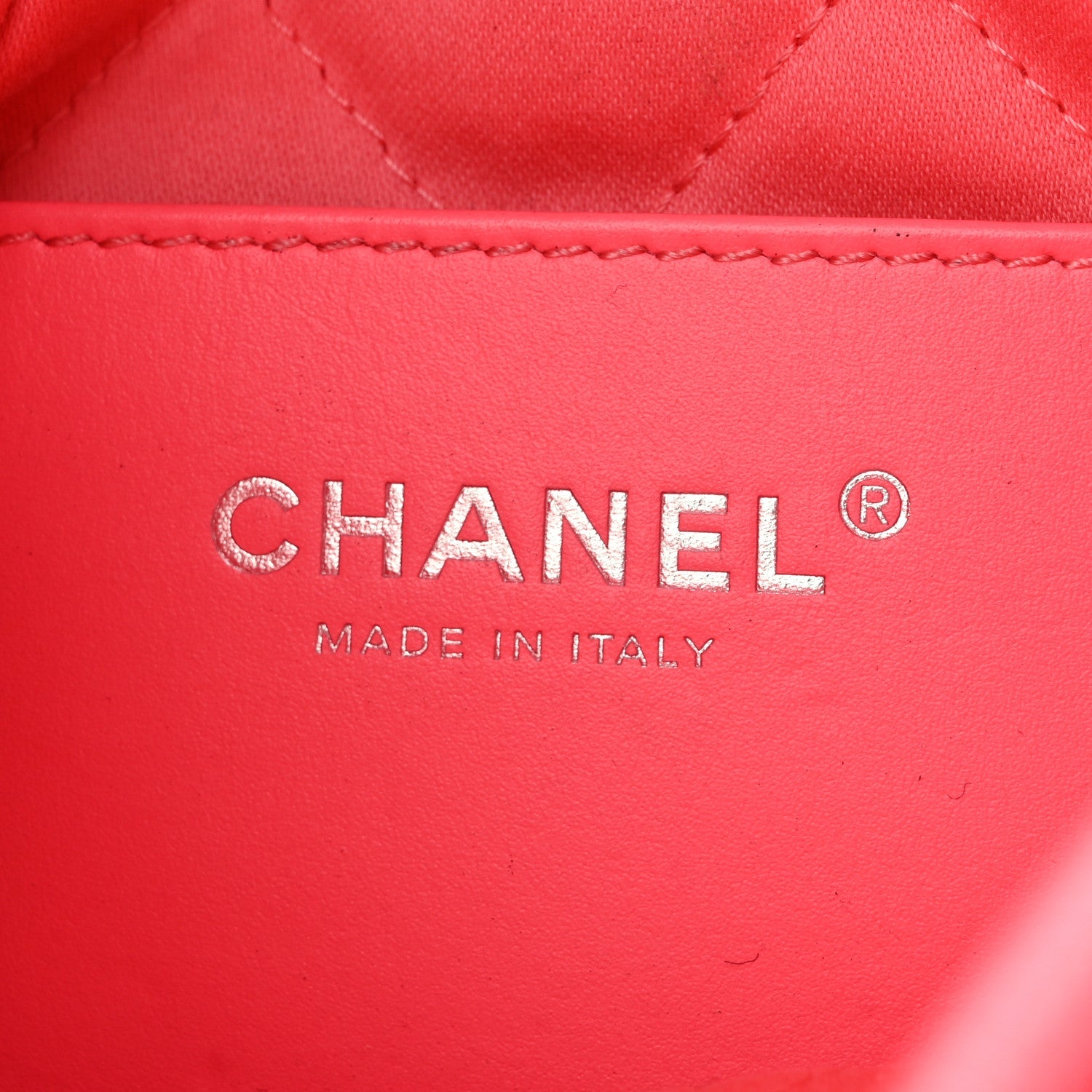 Shiny Calfskin Quilted Rainbow Metal Mini Chanel 22 Coral Pink