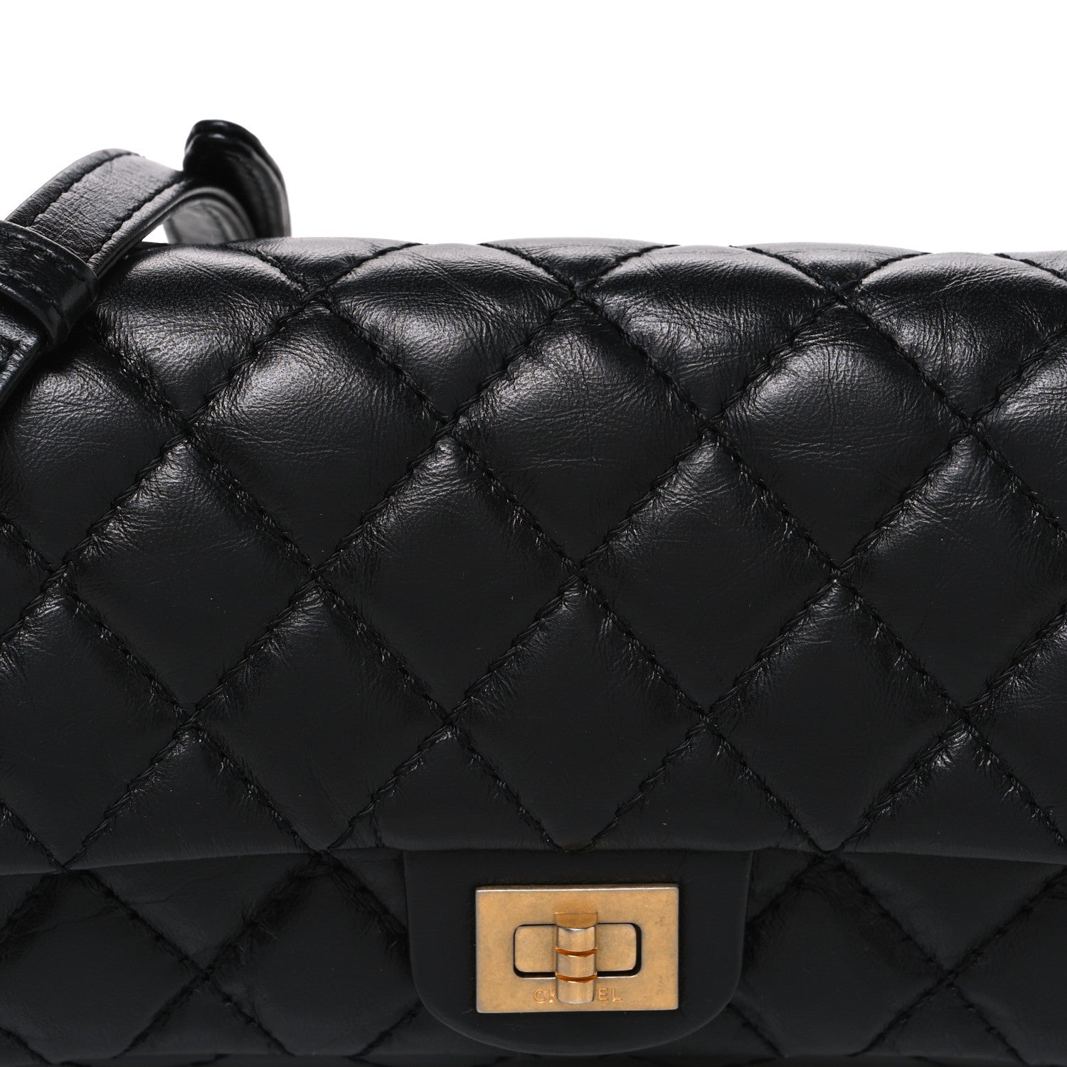 Aged Calfskin Quilted 2.55 Reissue Flap Belt Bag Clutch Black