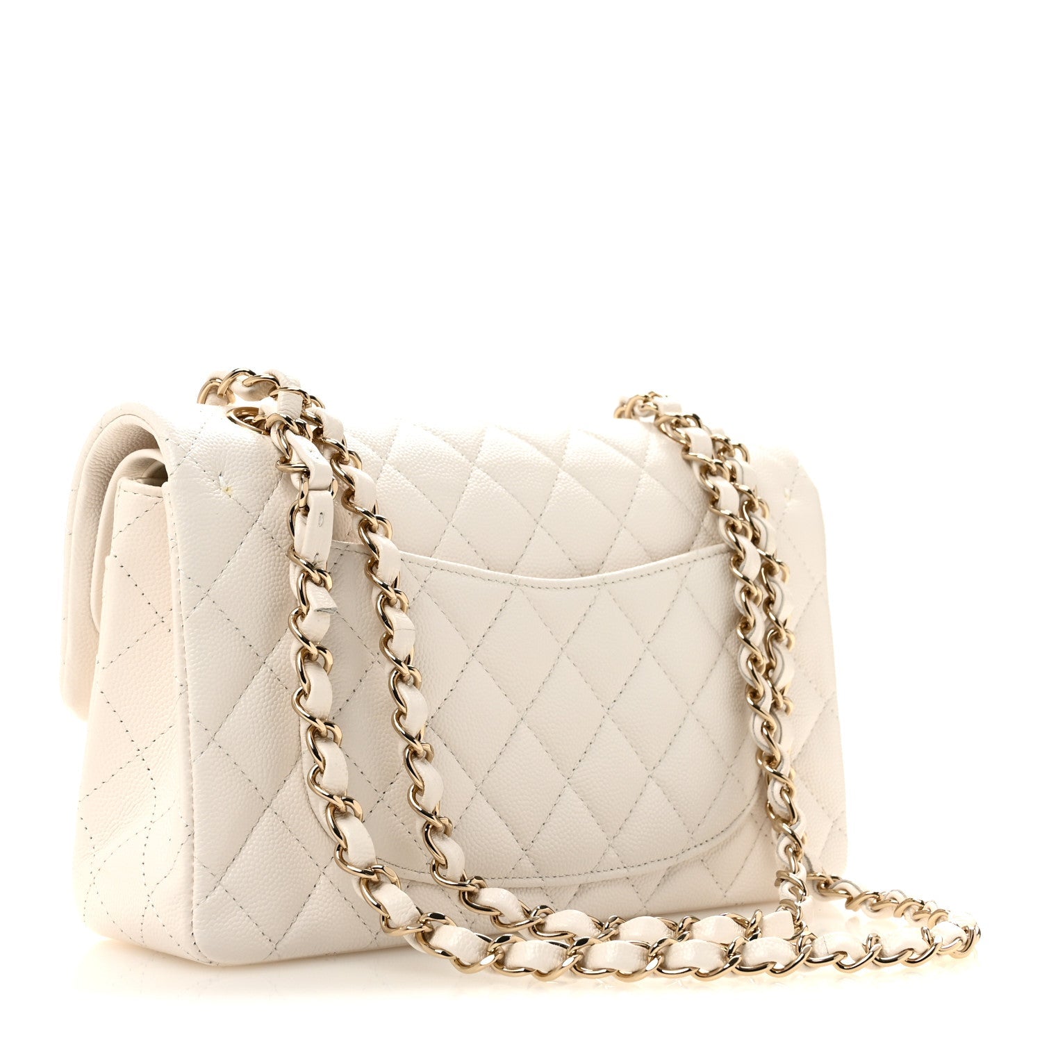 Caviar Quilted Small Double Flap White