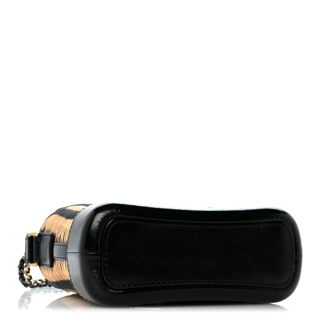 Rattan Calfskin Small Gabrielle Hobo Beige Black