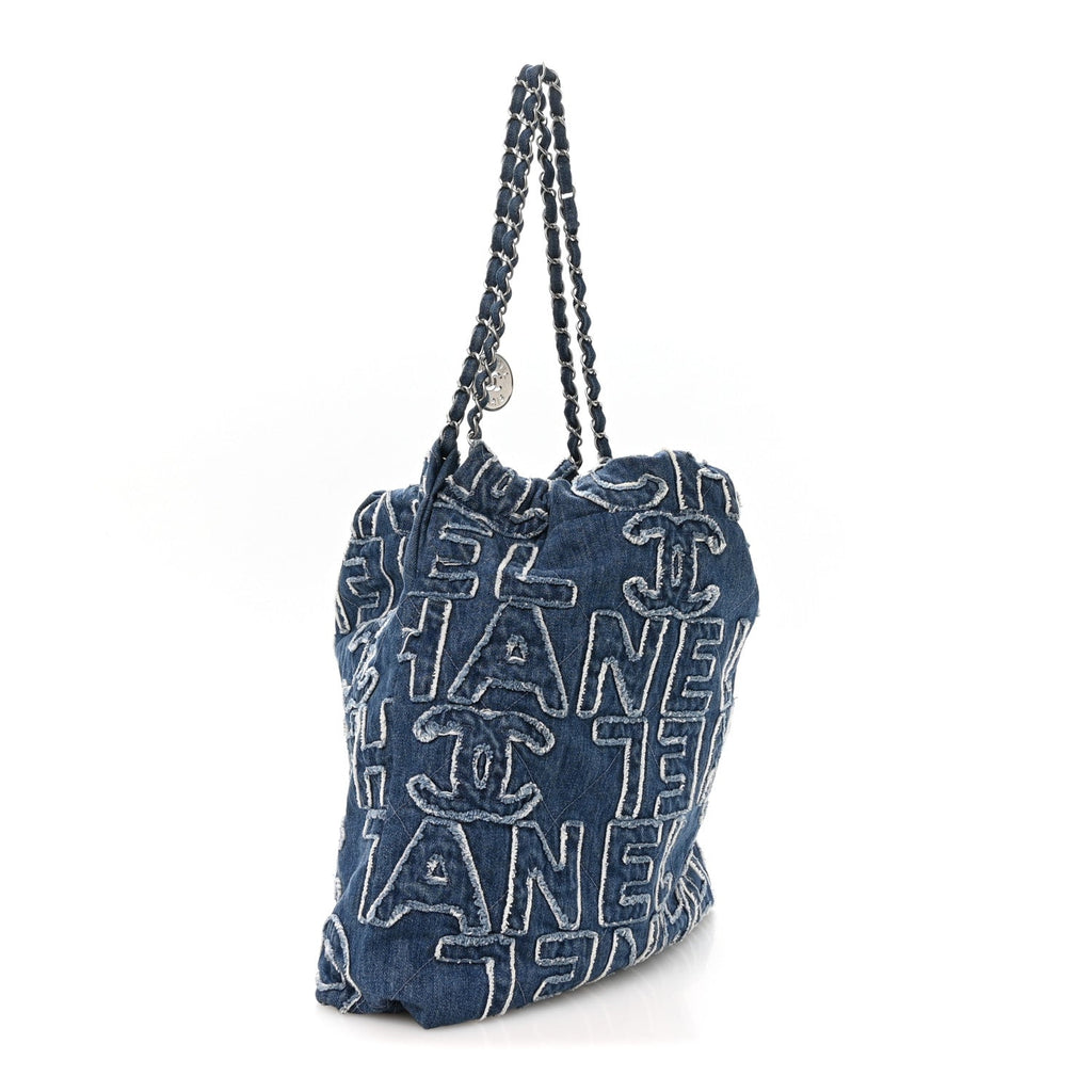 Denim Patchwork Logo Chanel 22 Blue