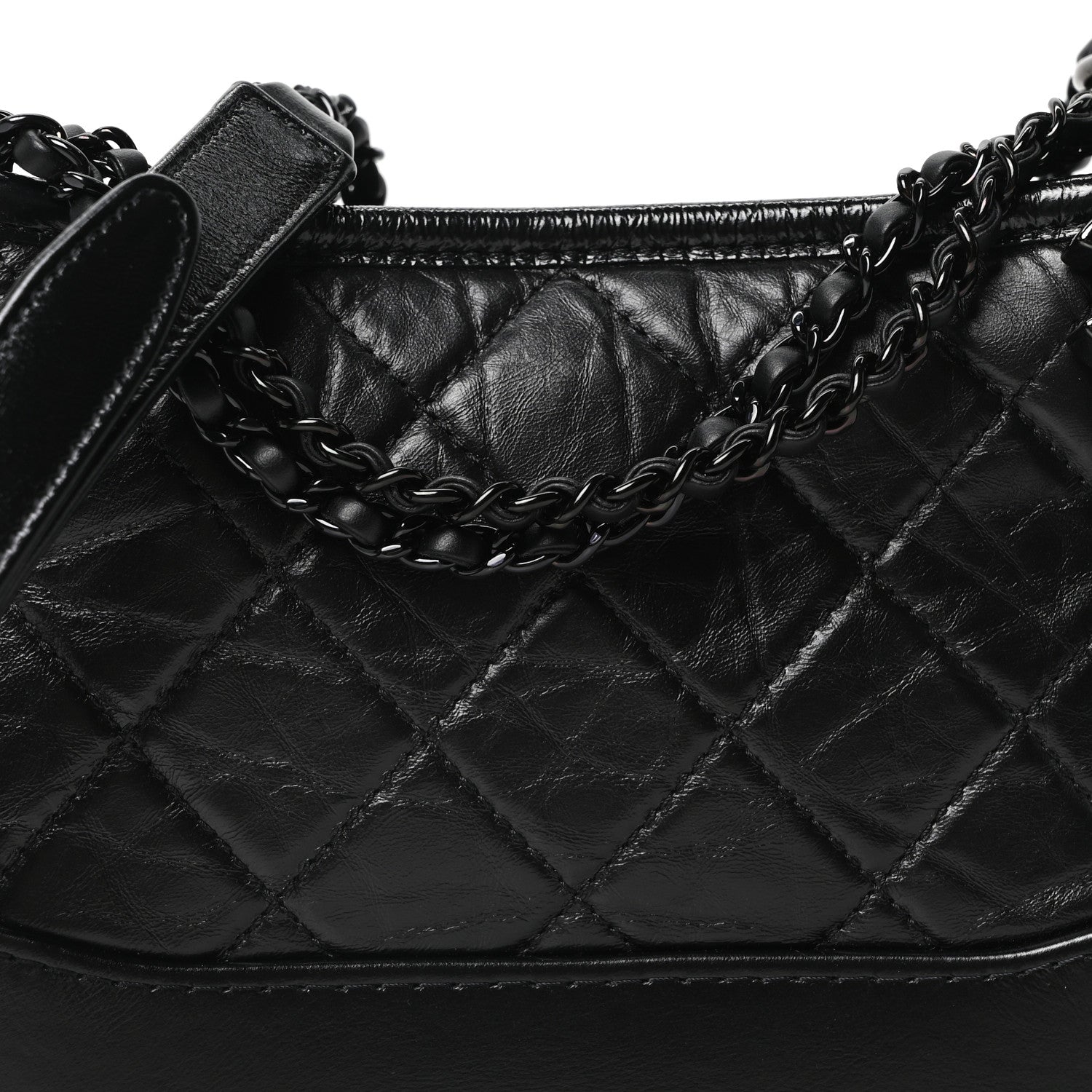 Aged Calfskin Quilted Small Gabrielle Hobo So Black