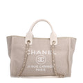 Mixed Fibers Calfskin Small Deauville Tote Grey