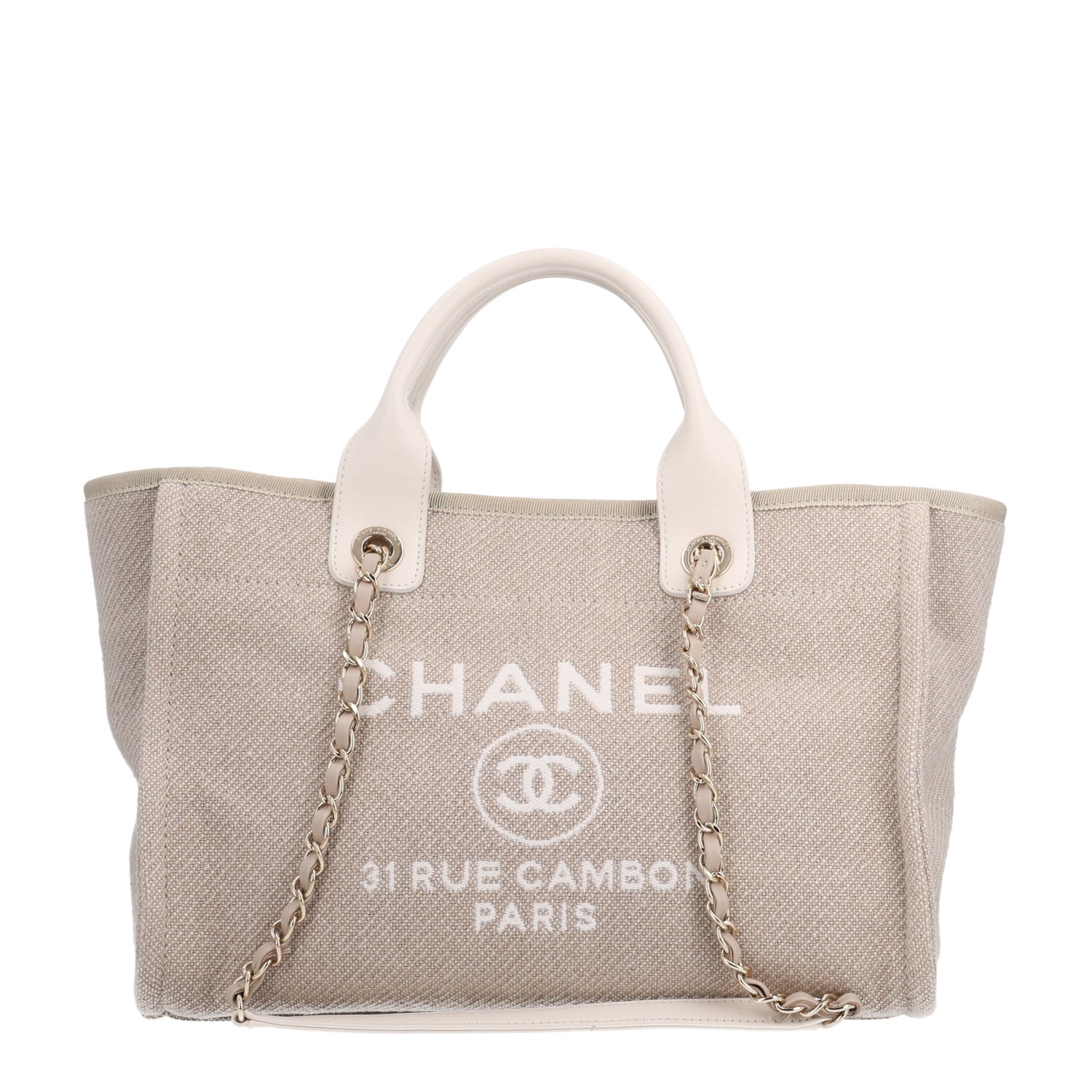Mixed Fibers Calfskin Small Deauville Tote Grey