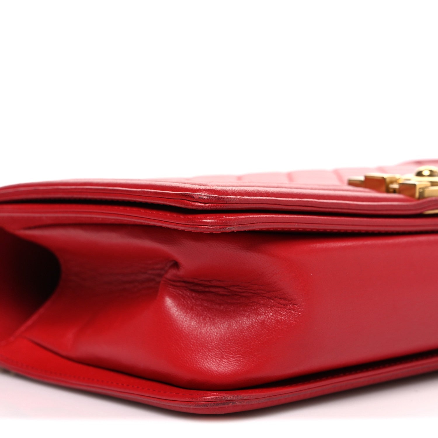 Lambskin Quilted Medium Boy Flap Red