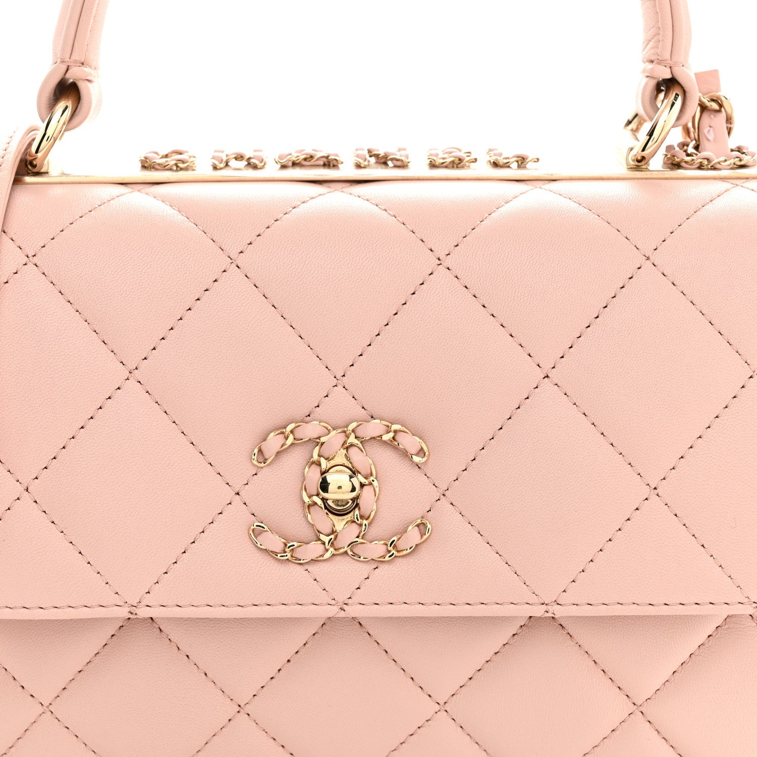 Lambskin Quilted Small Trendy CC Dual Handle Flap Bag Light Beige Light Pink