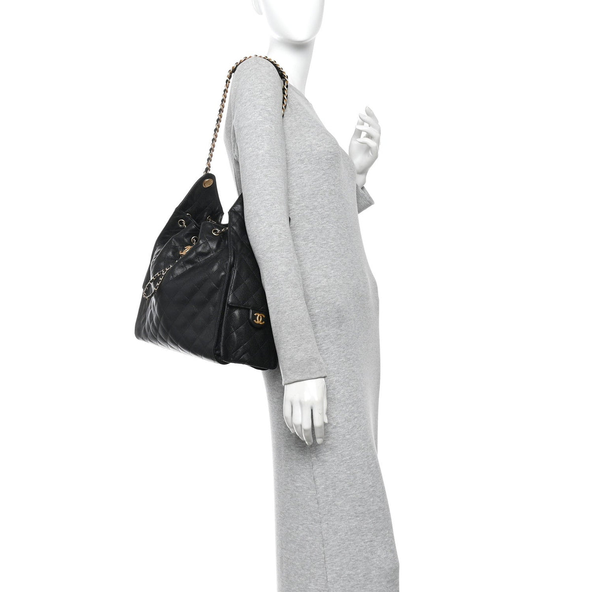 Caviar Quilted Medium Chanel 25 Handbag Black