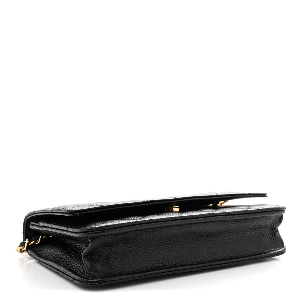Caviar Quilted Wallet on Chain WOC Black