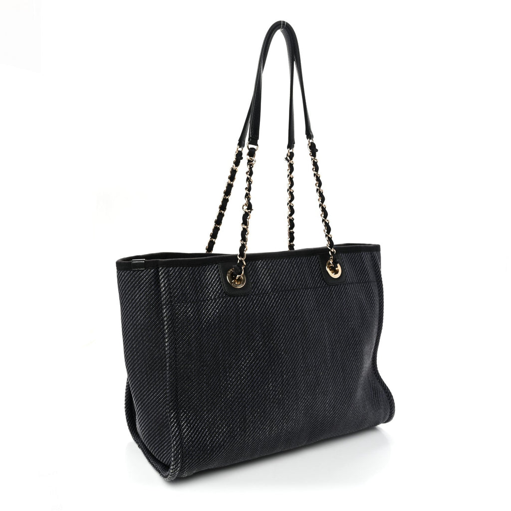 Mixed Fibers Calfskin Small Deauville Tote Black