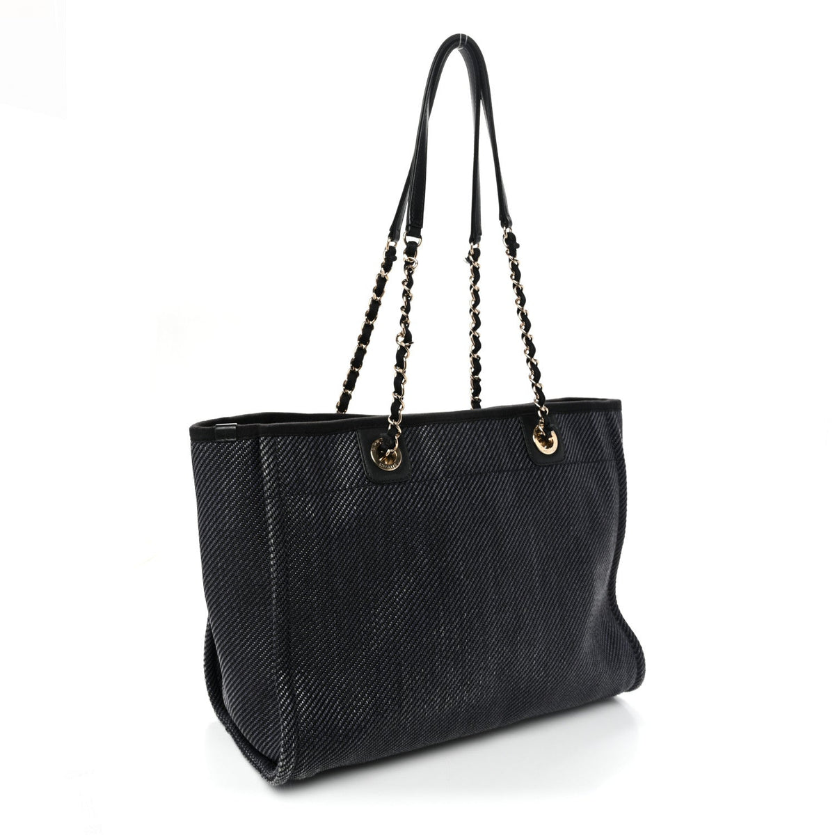 Mixed Fibers Calfskin Small Deauville Tote Black