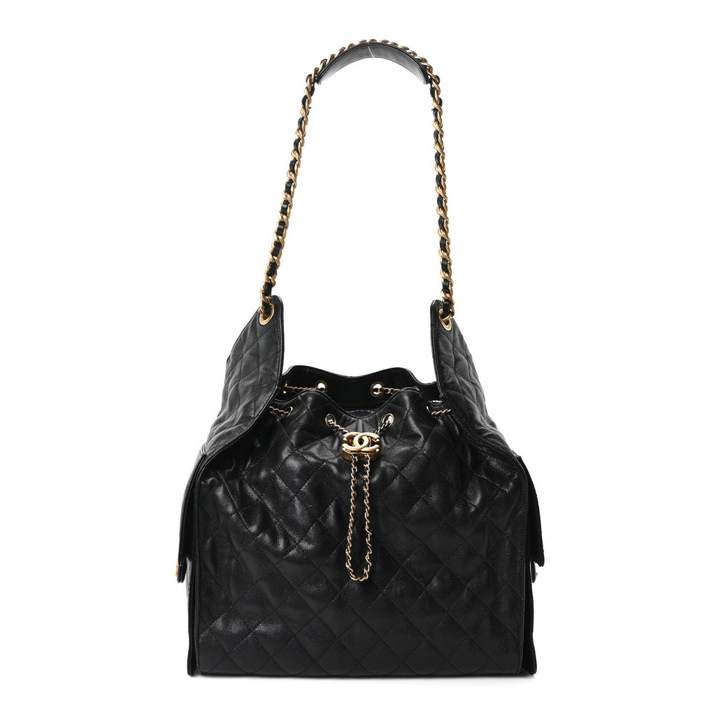Caviar Quilted Medium Chanel 25 Handbag Black