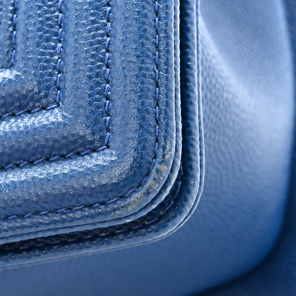 Caviar Quilted Small Boy Flap Dark Blue
