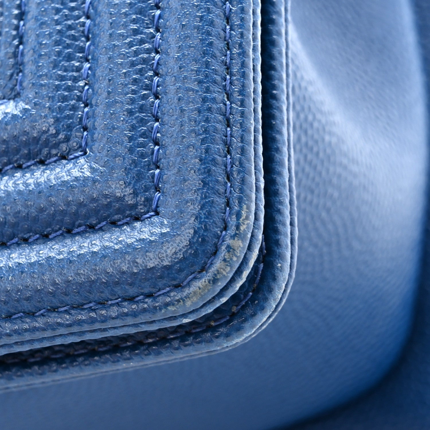 Caviar Quilted Small Boy Flap Dark Blue
