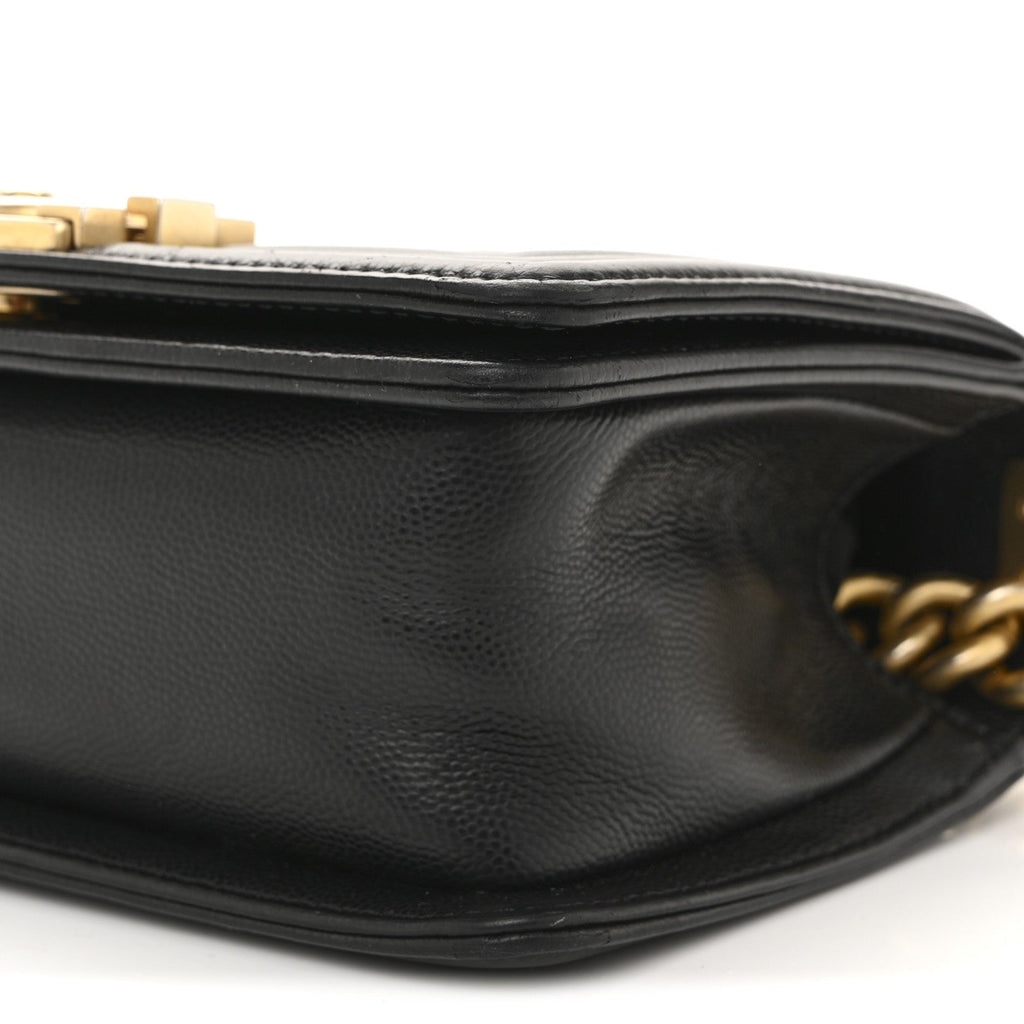 Caviar Quilted Small Boy Flap Black