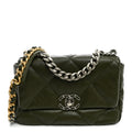 Lambskin Quilted Medium Chanel 19 Flap Khaki