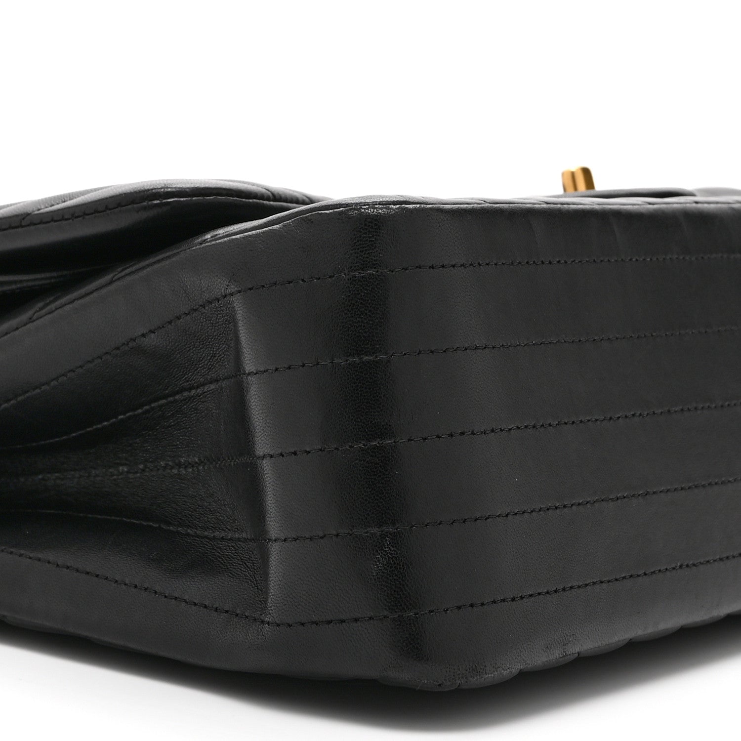 Lambskin Chevron Quilted Jumbo Double Flap Black
