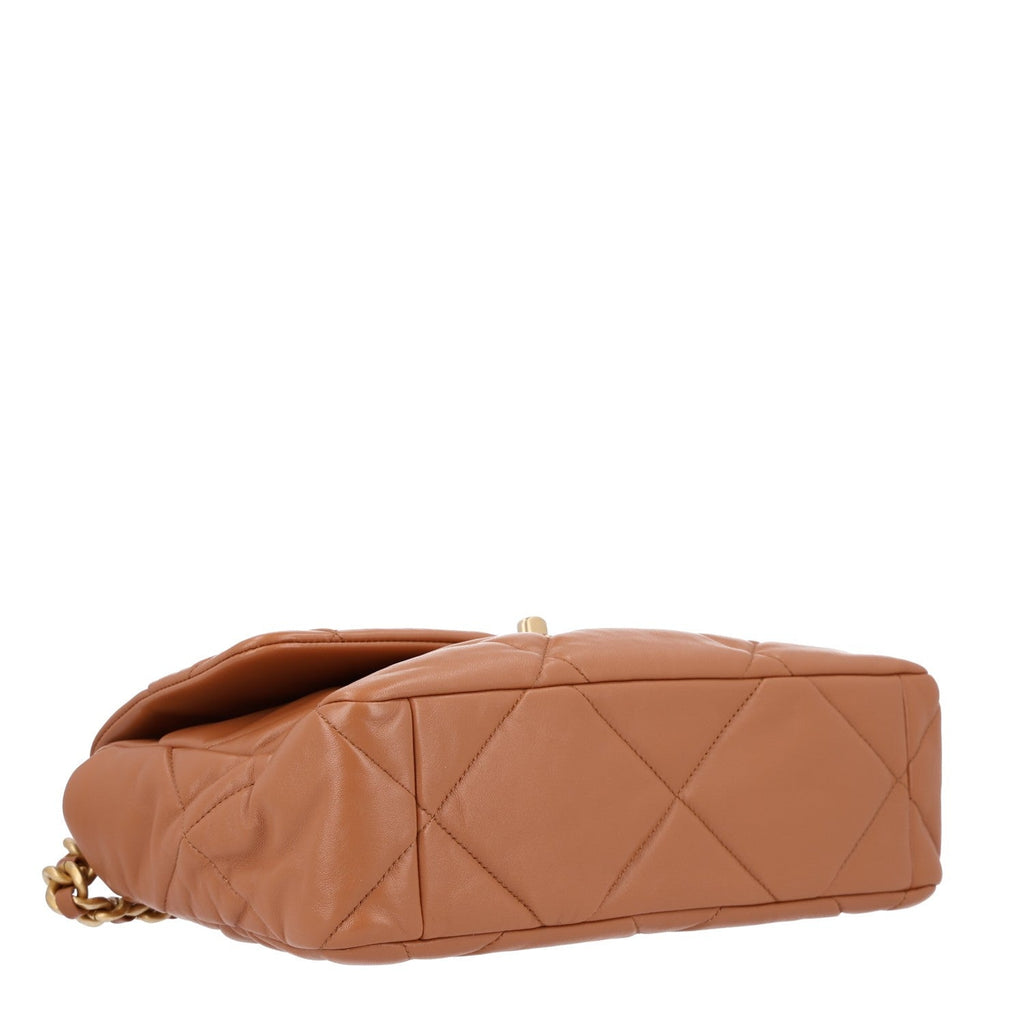 Lambskin Quilted Large Chanel 19 Flap Brown