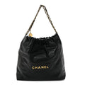 Shiny Calfskin Quilted Chanel 22 Black
