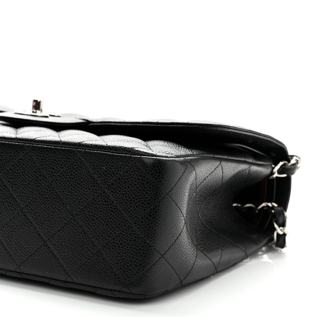 Caviar Quilted Jumbo Double Flap Black