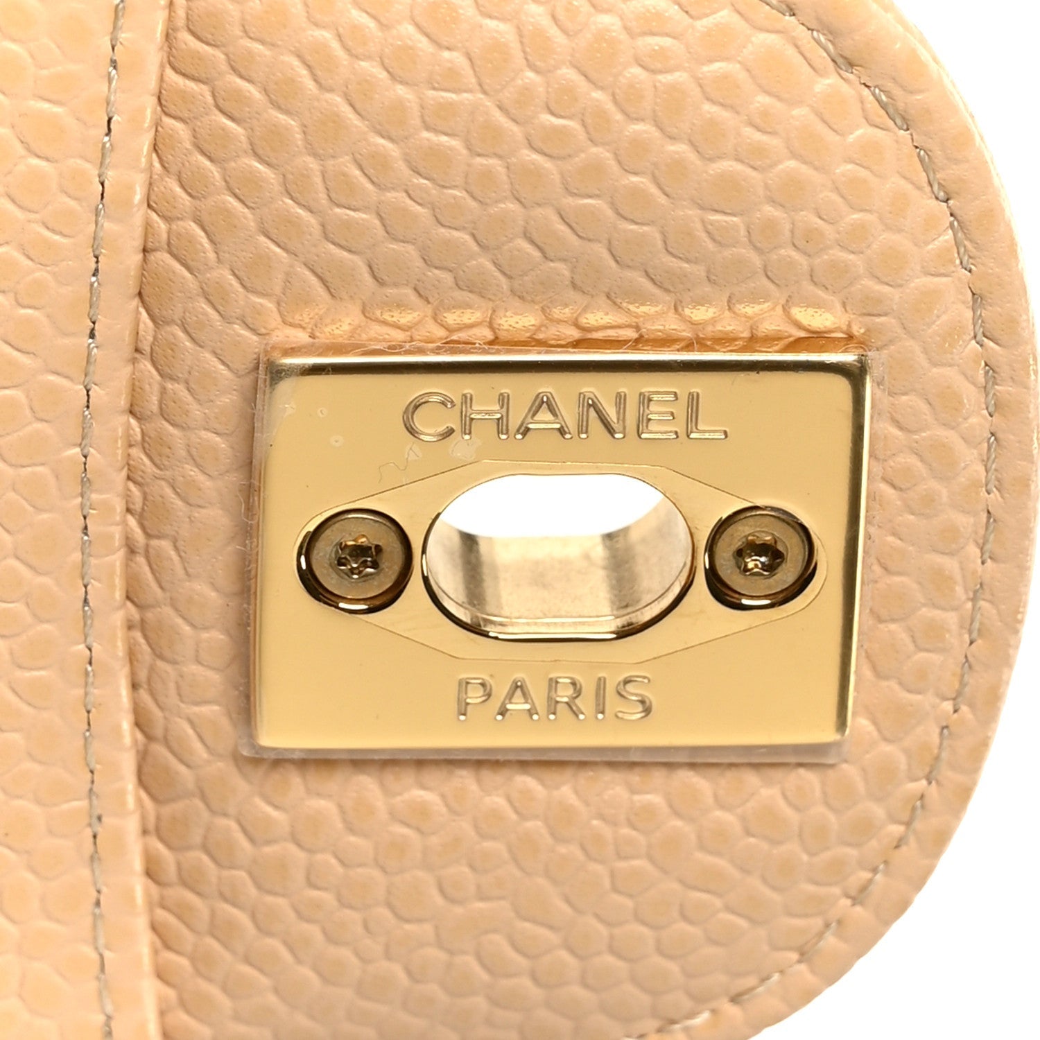 Caviar Quilted Medium Double Flap Beige