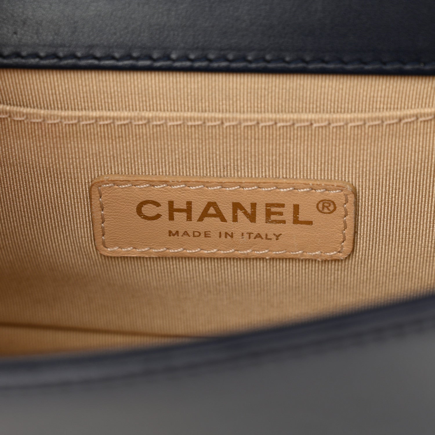 Lambskin Chain Quilted Small Boy Flap Navy